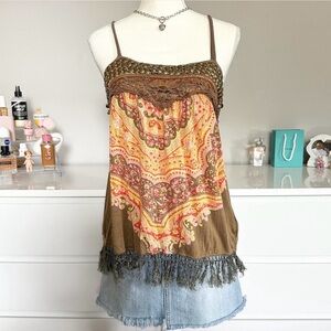 Free People Bohemian Brown and Orange Women's Tank